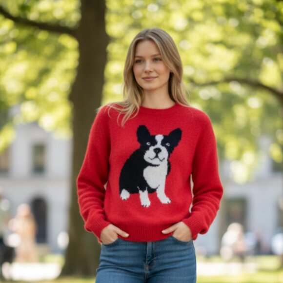 NWT Cupcakes and Cashmere French Bulldog Sweater Pullover Red XS - Picture 1 of 6